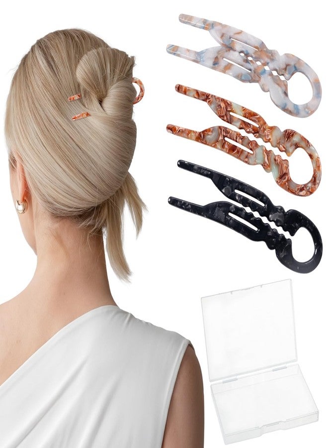 Sunolga 3pcs Prestige French Hair Pins for Women, 4.38" Large, Serrated Anti-Slip Design, Curved Shape for Better Head Fit, Coquette Elegant Hair Accessories for Updos, Chignon, Bun Hairstyles - Image 1